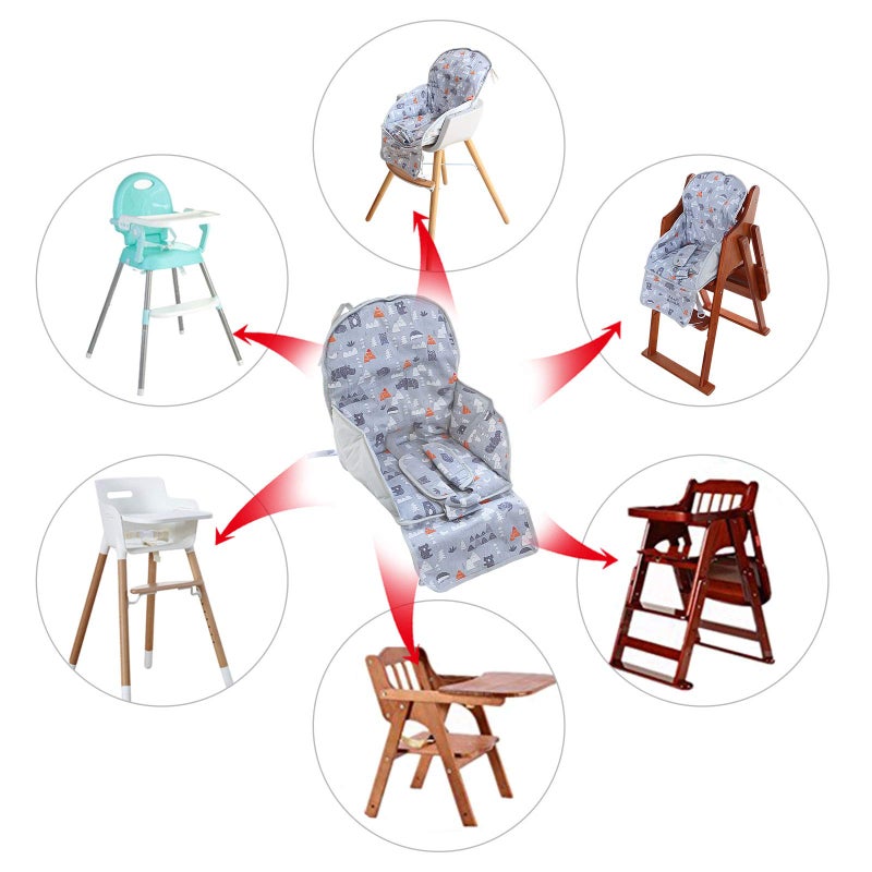Kocpudu High Chair Pad,high Chair Cushion,seat Cushion Breathable Pad,Comfortable Seat Belt Design,Cute Pattern,Soft and Comfortable,Baby Sits More Comfortable(Gray Animal Pattern) - Image 4