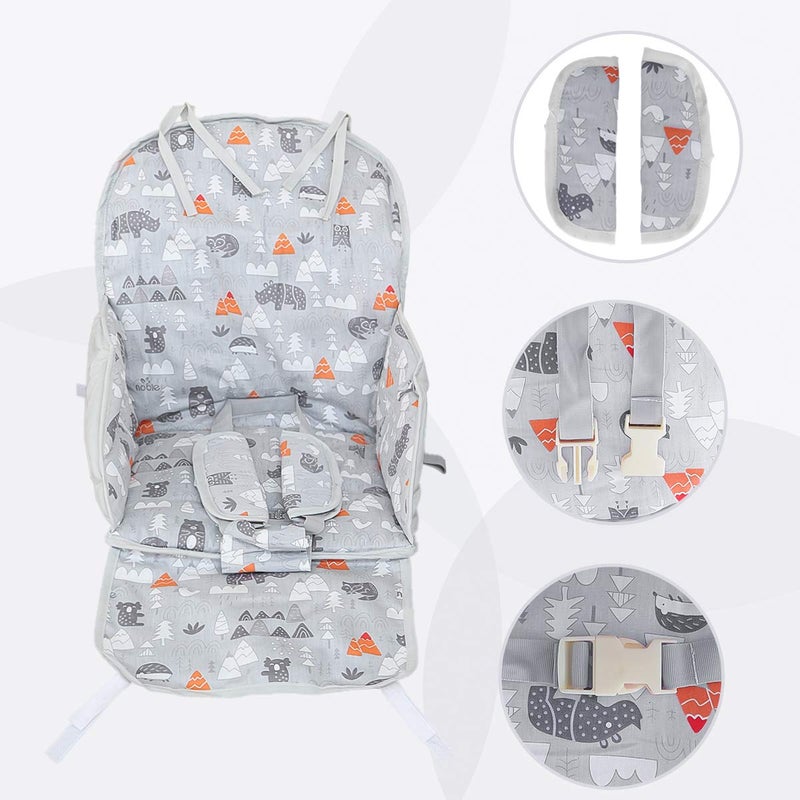Kocpudu High Chair Pad,high Chair Cushion,seat Cushion Breathable Pad,Comfortable Seat Belt Design,Cute Pattern,Soft and Comfortable,Baby Sits More Comfortable(Gray Animal Pattern) - Image 5