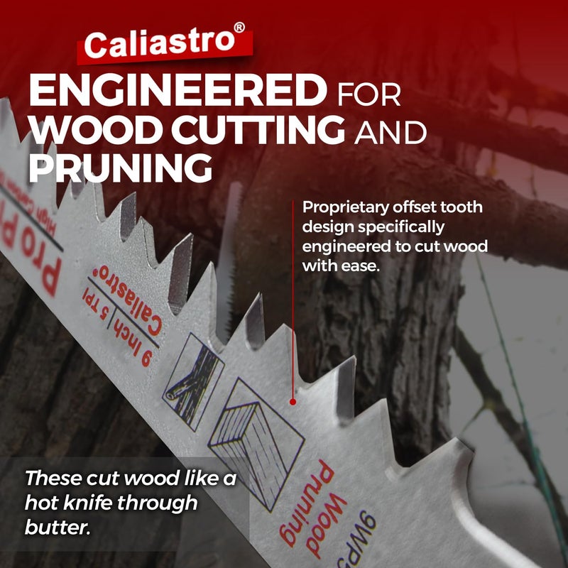 Caliastro 9-Inch Wood Pruning Saw Blades for Reciprocating/Sawzall Saws - 5 Pack - Caliastro - Image 2
