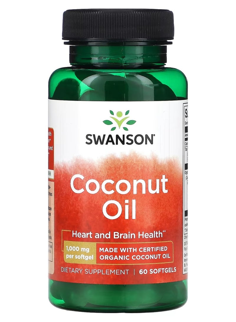 Swanson, Coconut Oil, 1,000 mg, 60 Softgels