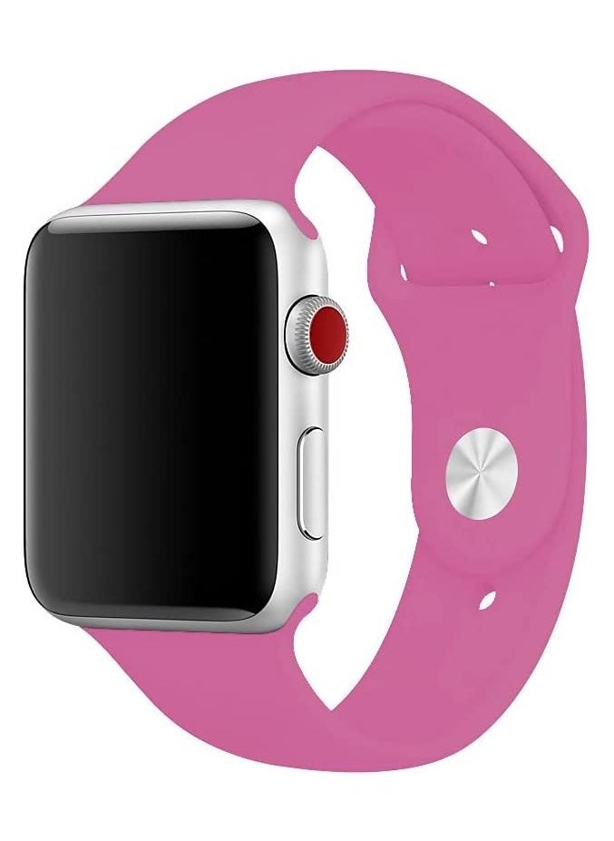 Sports Band for Apple Watch 45mm 44mm 42mm Soft Silicone Replacement Wrist Strap Compatible with iWatch Apple Watch Series 7/SE/6/5/4/3/2/1 Dragon Fruit