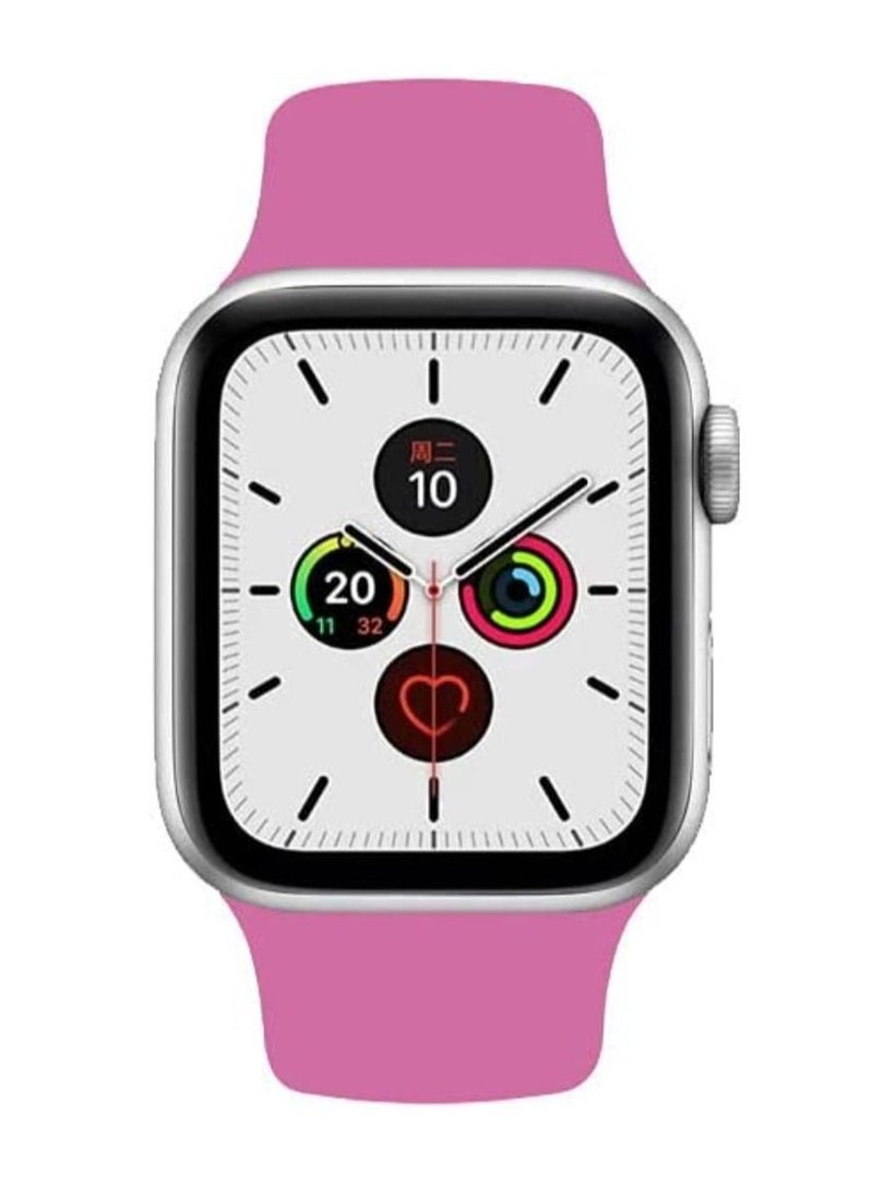 Sports Band for Apple Watch 45mm 44mm 42mm Soft Silicone Replacement Wrist Strap Compatible with iWatch Apple Watch Series 7/SE/6/5/4/3/2/1 Dragon Fruit