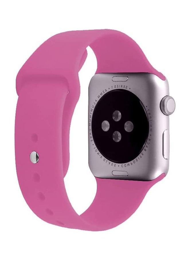 Sports Band for Apple Watch 45mm 44mm 42mm Soft Silicone Replacement Wrist Strap Compatible with iWatch Apple Watch Series 7/SE/6/5/4/3/2/1 Dragon Fruit