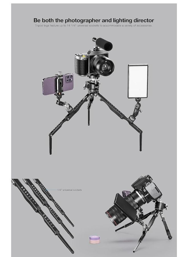 Leofoto MT-04 Folding Aluminum Mini Tripod with Bag - Image 2