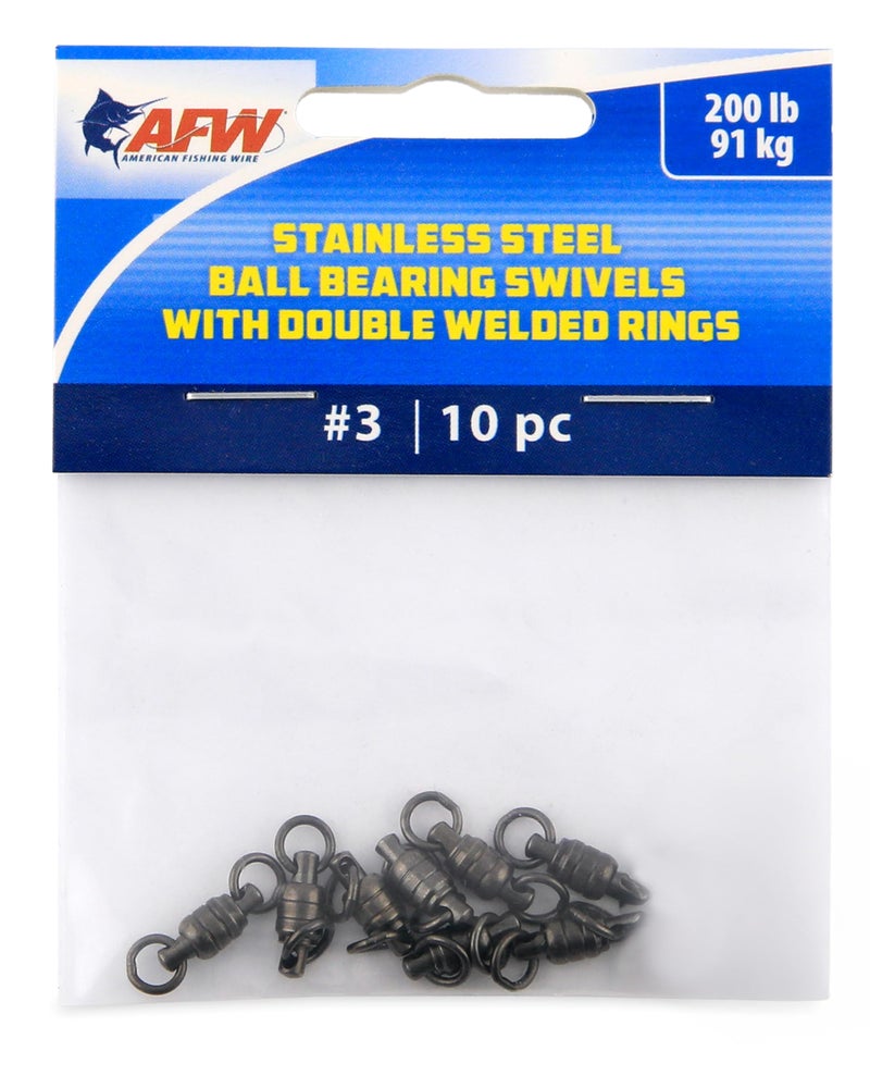 AFW Stainless Steel Ball Bearing Swivels with Double Welded Rings Size 3 200 lb TestGunmetal Black 10 pc - Image 2