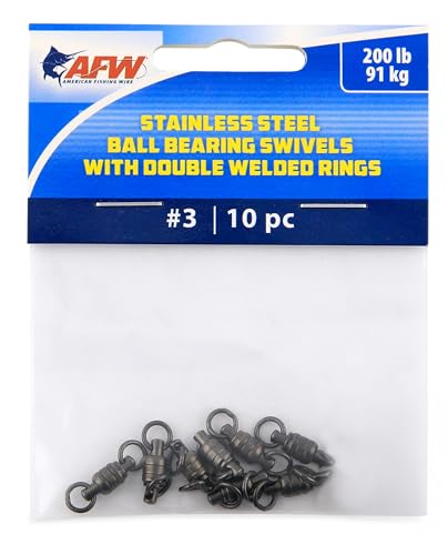 AFW Stainless Steel Ball Bearing Swivels with Double Welded Rings Size 3 200 lb TestGunmetal Black 10 pc - Image 1