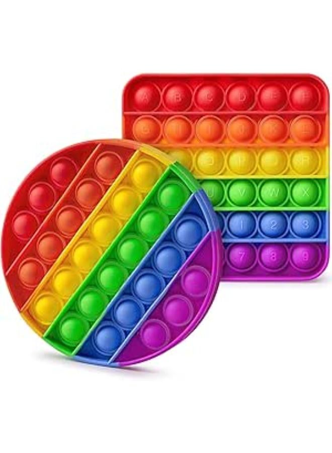 مجموعة ألعاب Zeenotch Fidget من قطعتين، لعبة Pop it Fidget المصنوعة من السيليكون عالي الجودة لتخفيف التوتر لدى الأطفال والكبار، متوفرة بألوان قوس قزح للأولاد والبنات، مجموعة ألعاب figette لتخفيف التوتر والقلق