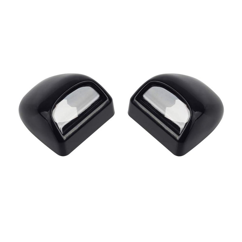 HERCOO License Plate Lights Lamp Lens Black Housing Compatible with Silverado Sierra Avalanche Suburban Escalade Yukon Step Bumper Truck Clips Aftermarket Pack of 2