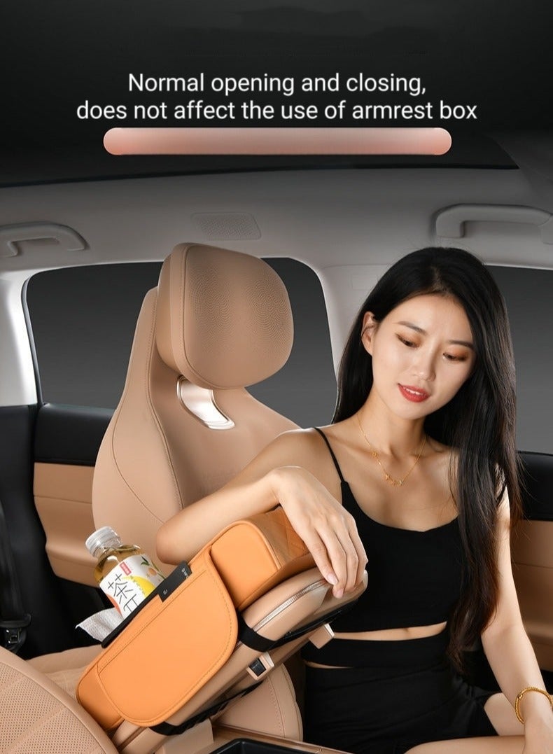 Car Convenience Mat, 4-in-1 Center Console Cover with 2 Storage Bags Cup Holders, Tissue Box Slot, Mobile Phone Slot, Car Accessories Storage (Black) - Image 3