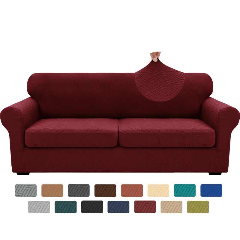 XINEAGE 2025 New 3 Pieces Couch Covers for 2 Extra Large Cushion Sofa Super Stretch Sofa Cover for 2 Large Seat Universal Loveseat Slip Cover for Living Room Wine Red 71912 Cushions