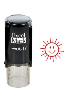 ExcelMark Happy Sun Excelmark Round Selfinking Teacher Stamp Red Ink  - Image 2