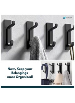 SPARKERR SPARKERR Self Adhesive wall Hooks, Heavy-Duty Stainless Steel anti-rust Hooks, Easy to Install Stick-on Bathroom Kitchen Organizer Hooks for hanging Towel, Robes, Clothes, utensils & many more items, No Drilling Needed (Pack of 04 Hooks)  - Image 2