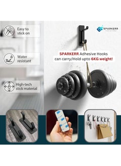 SPARKERR SPARKERR Self Adhesive wall Hooks, Heavy-Duty Stainless Steel anti-rust Hooks, Easy to Install Stick-on Bathroom Kitchen Organizer Hooks for hanging Towel, Robes, Clothes, utensils & many more items, No Drilling Needed (Pack of 04 Hooks)  - Image 4