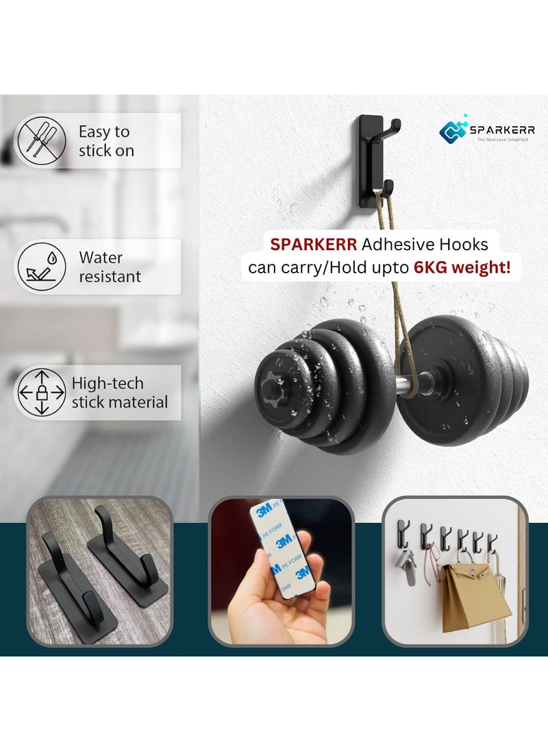 سباركر ار - خطافات جدارية ذاتية اللصق من SPARKERR، خطافات متينة مضادة للصدأ من الفولاذ المقاوم للصدأ، سهلة التركيب، خطافات تنظيم مطبخ الحمام لتعليق المناشف والأردية والملابس والأواني والعديد من العناصر الأخرى، لا حاجة للحفر (عبوة من 04 خطافات) - Image 1