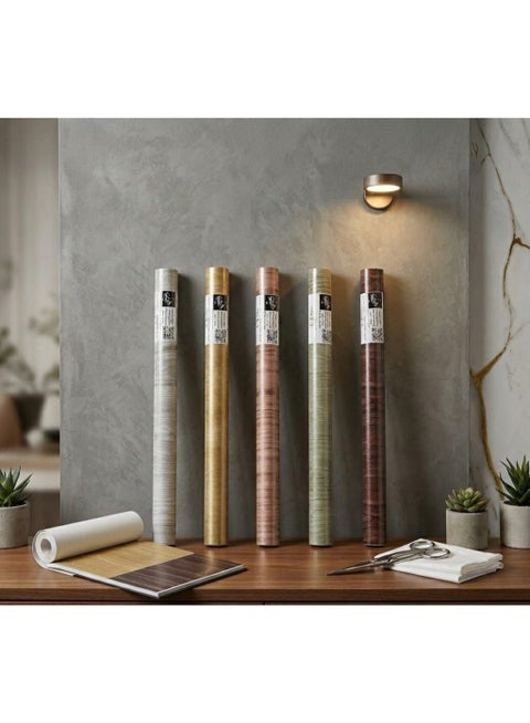 45cm*5m Self-adhesive natural wood design wallpaper to refresh furniture and walls easily and affordably. Peel-and-stick application, easy to clean, suitable for smooth surfaces at home or office.