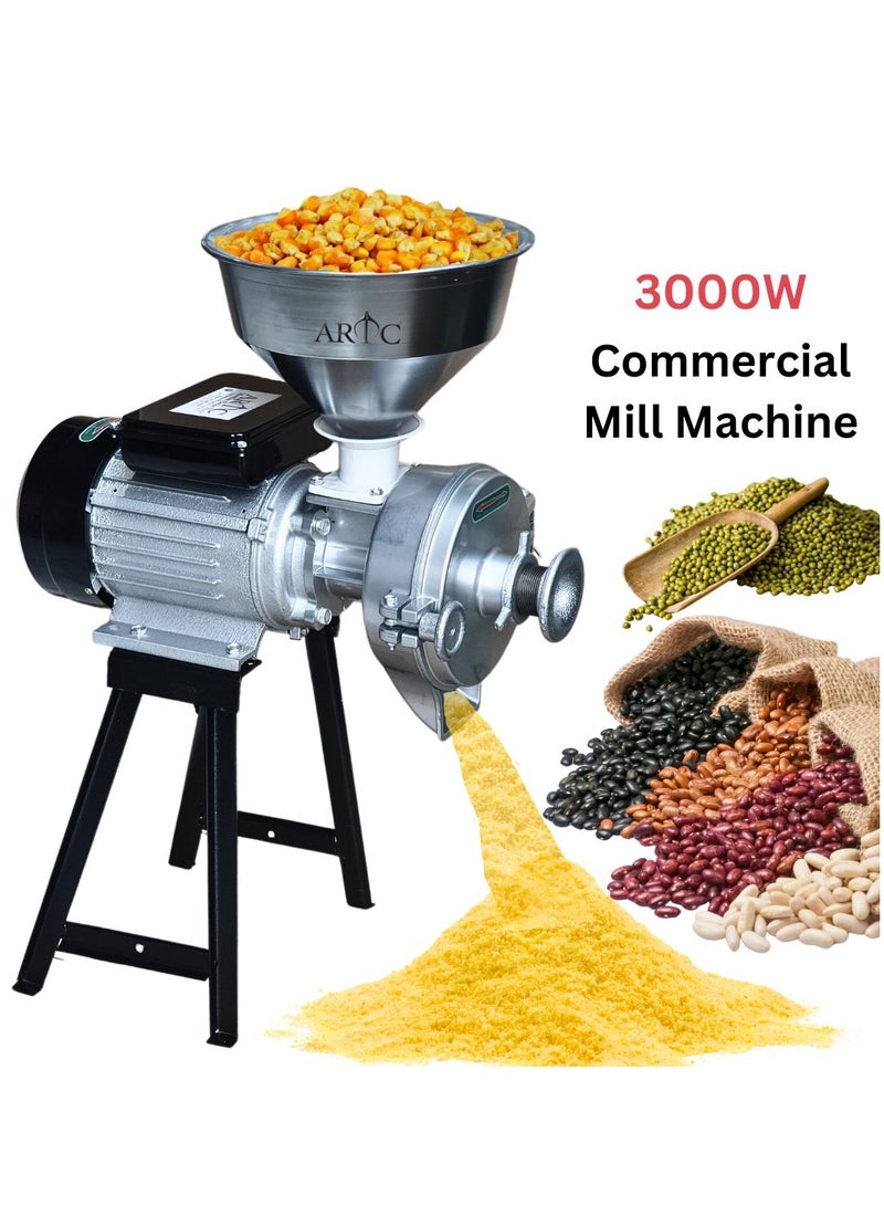 ARTC Electric Mill Grinder 110V 3000W, Commercial Electric Feed Mill Dry Grinder, Heavy Duty Milling Machine Cereals Grinder Rice Corn Grain Coffee Wheat with Funnel - Image 1