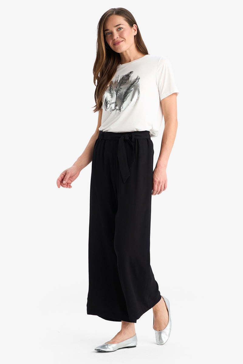 DeFacto Woman Culotte Fit Crinkle Viscose Wide Leg Capri - Image 3