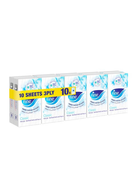 Classic Pocket Facial Tissues Pack Of 10 White