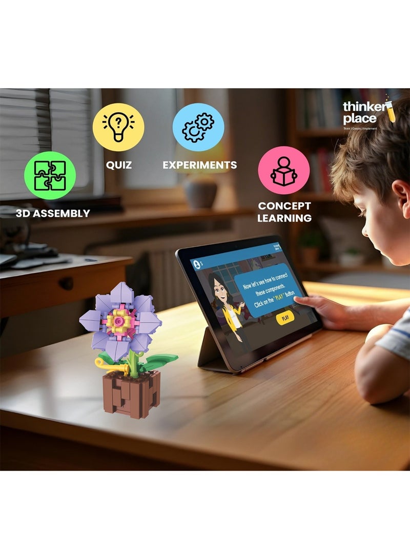 ThinkerPlace 8-in-1 Flowers Peony (+111 Pieces) | Learn About Plant Kingdom | Building Block Set for Kids Age 7+ | STEM Educational Toy | Build, Collect & Create Flower Pen Stand - Image 3