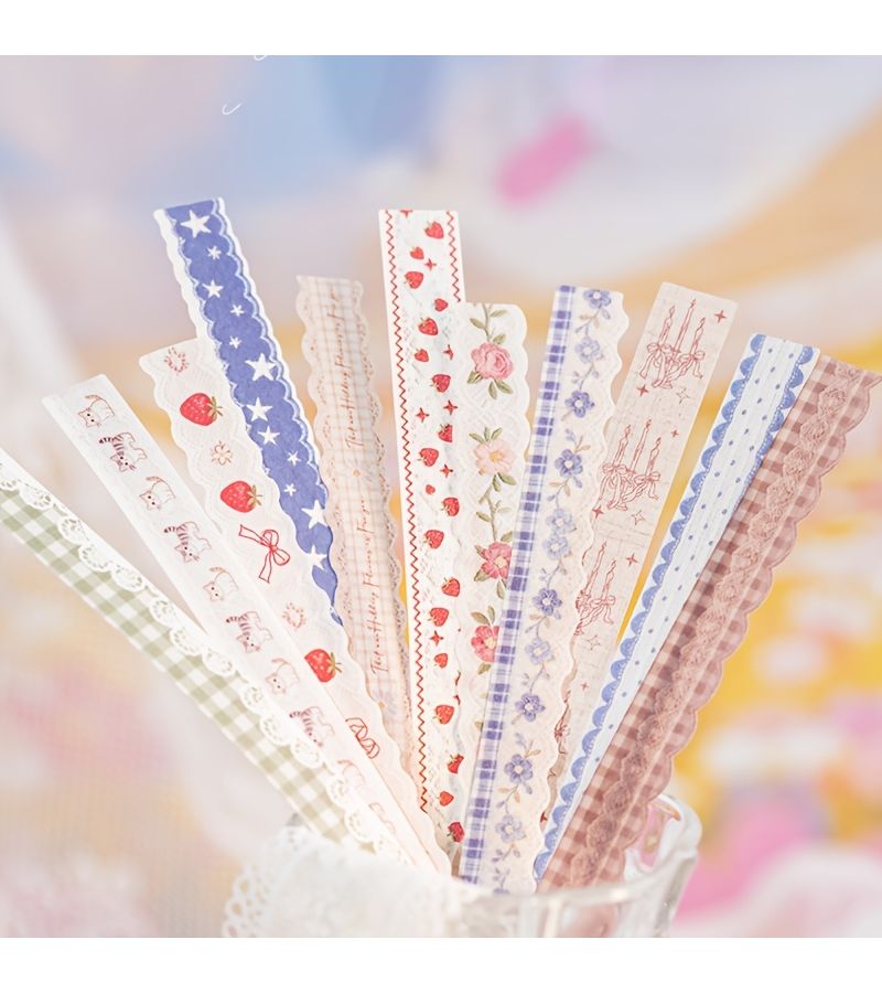 Strawberry Embroidered Edge Washi Sticker Pack 40 Pcs Vintage Scrapbooking Supplies - Image 4