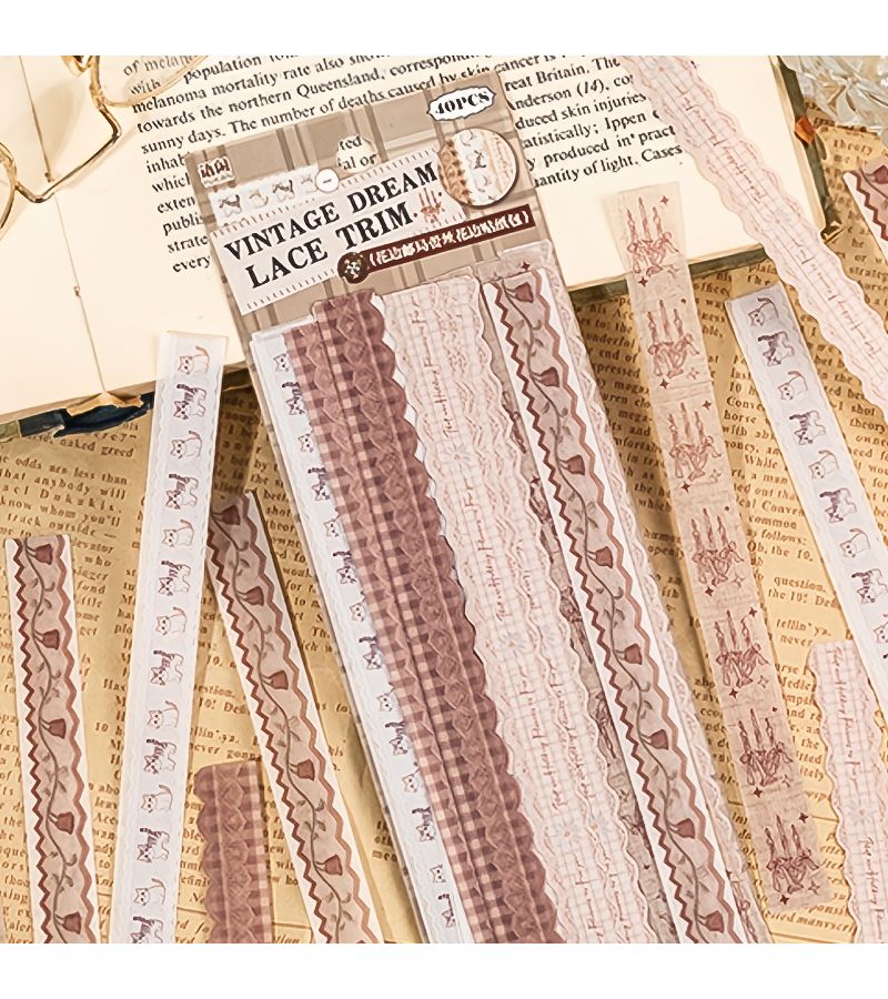 Strawberry Embroidered Edge Washi Sticker Pack 40 Pcs Vintage Scrapbooking Supplies - Image 5