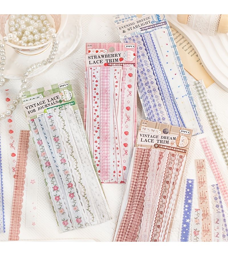 Strawberry Embroidered Edge Washi Sticker Pack 40 Pcs Vintage Scrapbooking Supplies - Image 1
