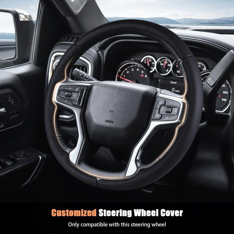 Aimato Customized Steering Wheel Cover for Chevy Silverado 1500 2019-2025/2500 3500 2020-2025/Blazer 2019-2025/Suburban Tahoe 2021-2024,Thin,Anti-Slip,Scratch-Resistant Car Accessory for Chevrolet - Image 2