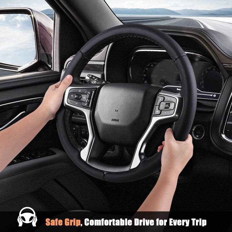 Aimato Customized Steering Wheel Cover for Chevy Silverado 1500 2019-2025/2500 3500 2020-2025/Blazer 2019-2025/Suburban Tahoe 2021-2024,Thin,Anti-Slip,Scratch-Resistant Car Accessory for Chevrolet - Image 5