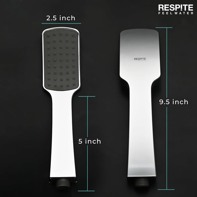 RESPITE Telephonic Shower | Rain Hand Shower | Handheld showers with 1.5 Meter Flexible Tube and Wall Hook, ABS Chrome Finish SQUARE - Image 3