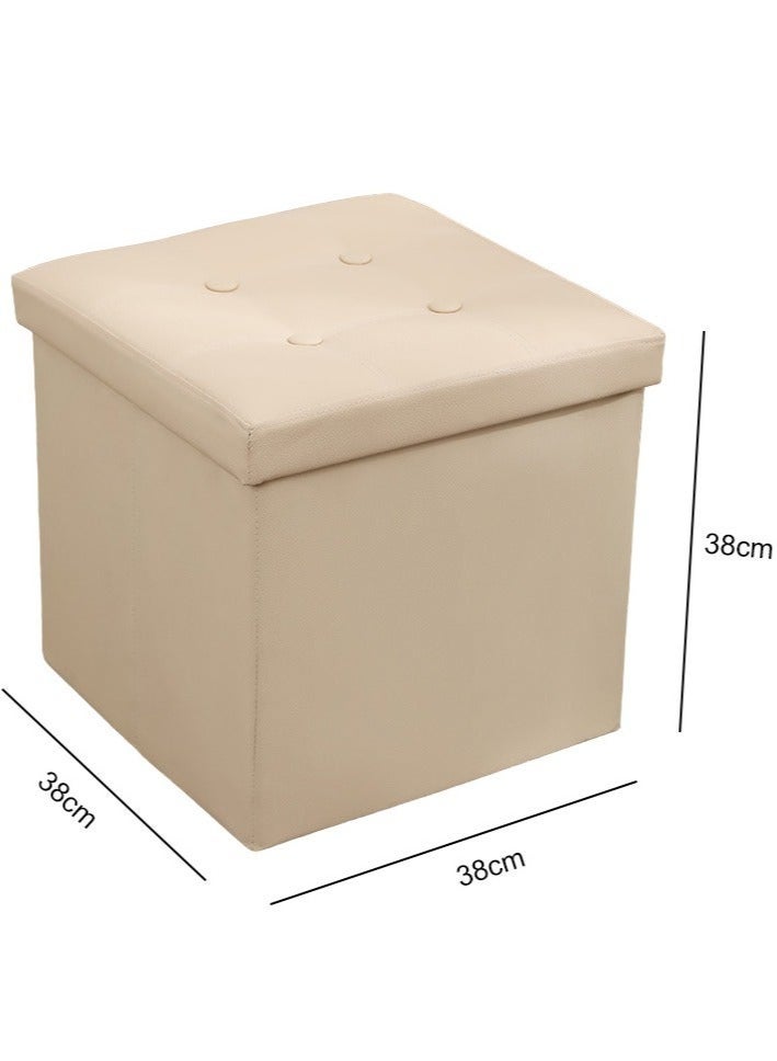 WALALLA Multifunctional Foldable Leather Cube Storage Organizer, Foot Rest, Lid Stool Seat Chair, Folding Storage Ottoman Storage Ches Box, Bench, Chest with Thickening Square Seat Padded - Image 5