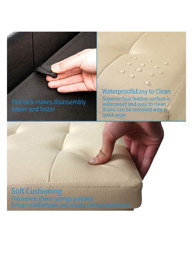 WALALLA Multifunctional Foldable Leather Cube Storage Organizer, Foot Rest, Lid Stool Seat Chair, Folding Storage Ottoman Storage Ches Box, Bench, Chest with Thickening Square Seat Padded - Image 3