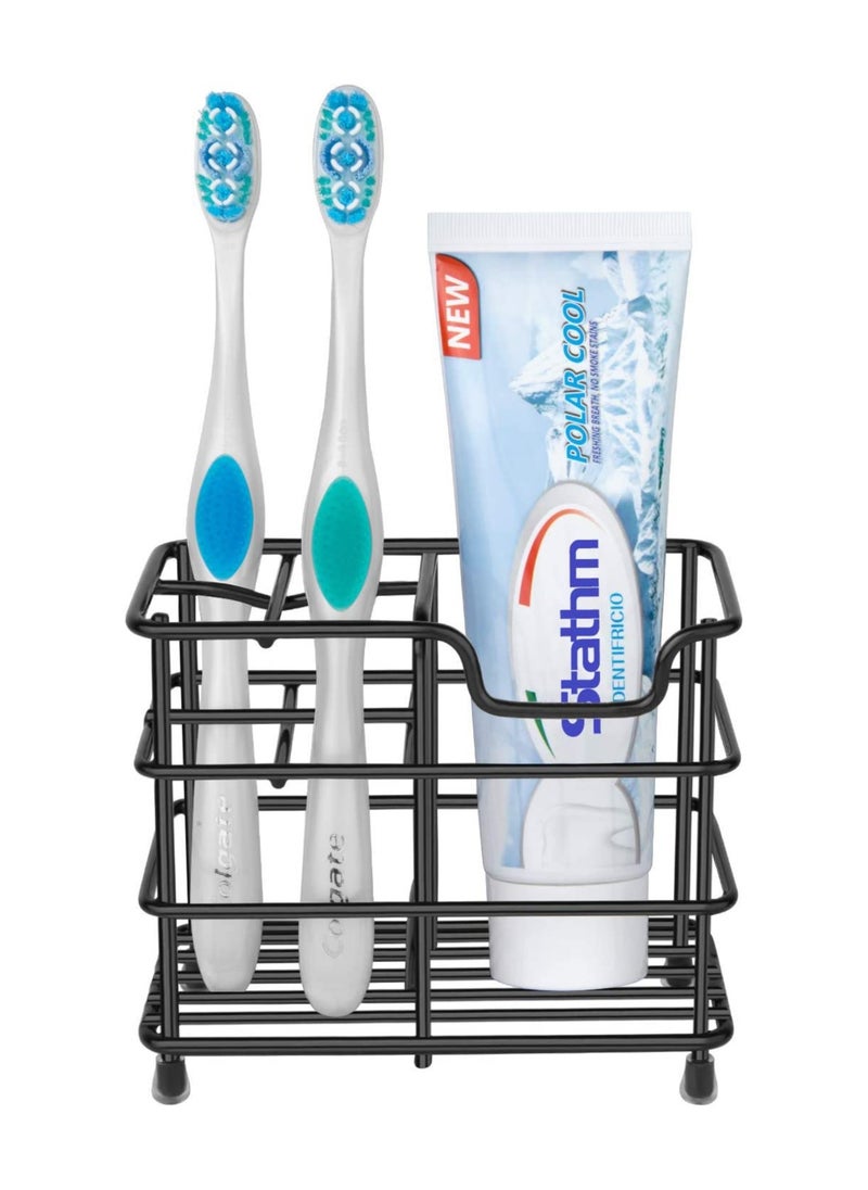 LIMOS - Toothbrush Holder - Stainless Steel Toothpaste Holder Bathroom Accessories Organizer (Small, Black) - Image 1