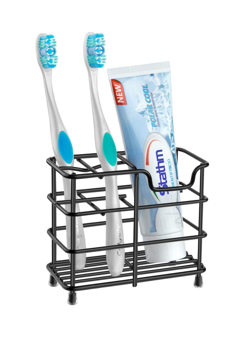 LIMOS - Toothbrush Holder - Stainless Steel Toothpaste Holder Bathroom Accessories Organizer (Small, Black) - Image 1