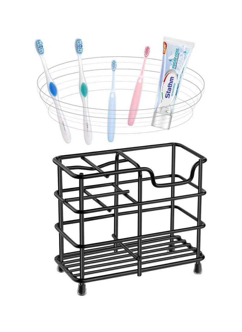 LIMOS - Toothbrush Holder - Stainless Steel Toothpaste Holder Bathroom Accessories Organizer (Small, Black) - Image 1