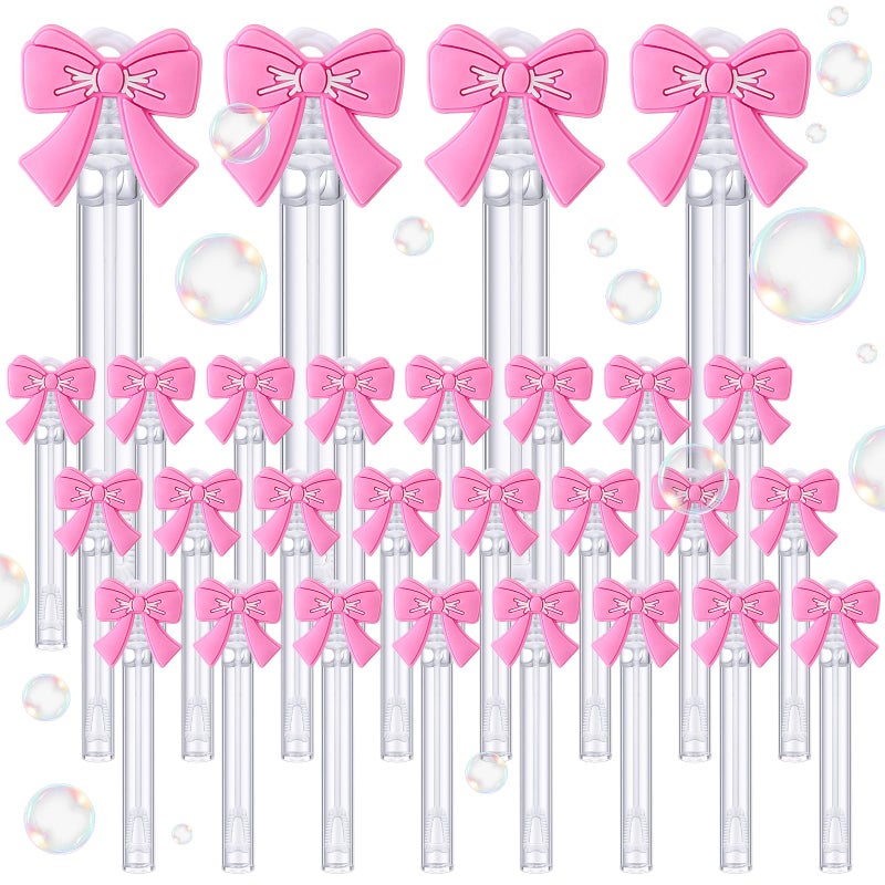 Civaner 36 Pcs Pink Bow Bubble Wands Bulk Pink Bow Themed Party Favors Coquette Mini Bubble Wands for Party Supplies Coquette Bridal Bachelorette Birthday Gift Favors - Image 3