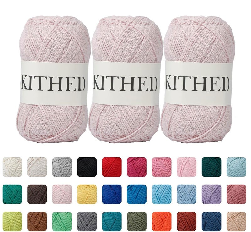 KITHED Cotton Yarnï¼Œ10.5ozï¼Œ526yardï¼Œ3 Pack ï¼ŒSoft Yarn for Crocheting and Knitting (20 Baby Pink) - Image 1