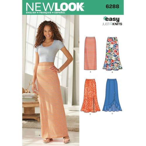NEW LOOK Simplicity New Look Easy Just 4 Knits Pattern 6288 Misses Pull on Knit Skirts, Sizes 8-10-12-14-16-18-20 - Image 1