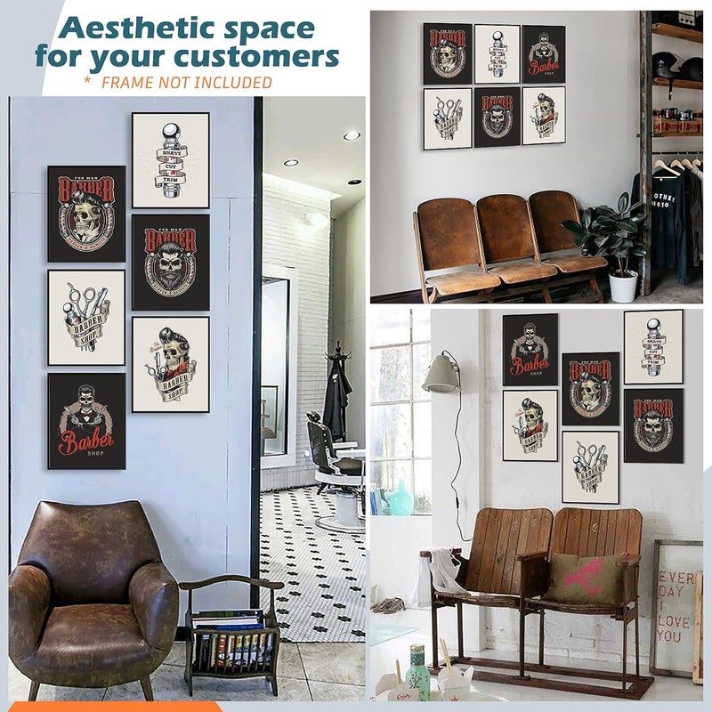 97 Decor 97 ديكور محل حلاقة قديم - بوسترات قص شعر، ديكور محل حلاقة، صور فن جدار محل حلاقة، مطبوعات حلاقة جمجمة رائعة، ديكور محل حلاقة للرجال إكسسوارات صالون شعر - Image 3