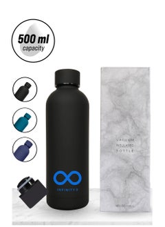 Infinity Stainless Steel Water Bottle, Double Wall Vacuum Insulated Flask, 500 ML/16 OZ, Leakproof, BPA Free, for kids, school, office, gym and sports (Matte Black)  - Image 1