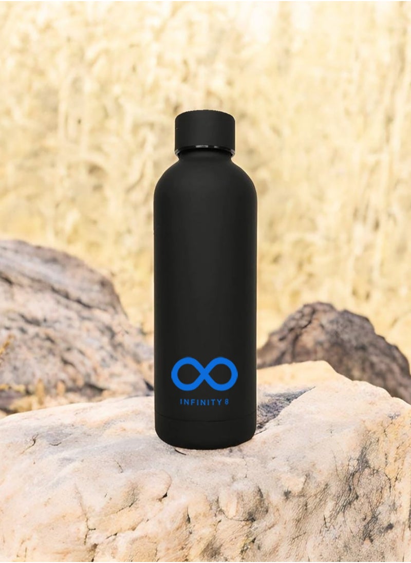 Infinity - Stainless Steel Water Bottle, Double Wall Vacuum Insulated Flask, 500 ML/16 OZ, Leakproof, BPA Free, for kids, school, office, gym and sports (Matte Black) - Image 1