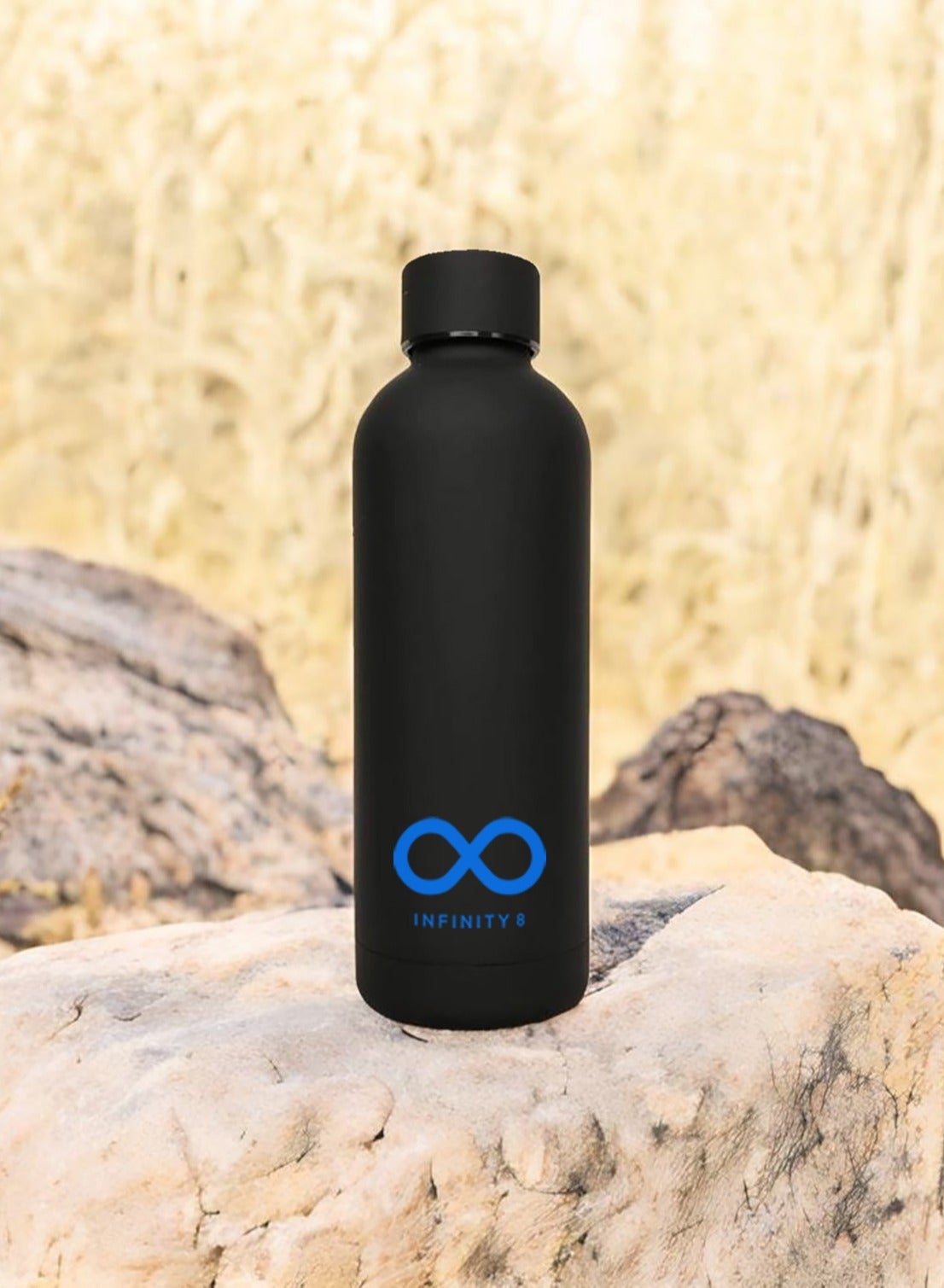 Water Bottle, Flask, Tumbler, Double Wall Vacuum Insulated Stainless Steel 500 ML, 17 OZ, Leakproof, BPA Free, keeps drinks cold or hot, perfect for school, office, gym and sports drinks, Matte Black 