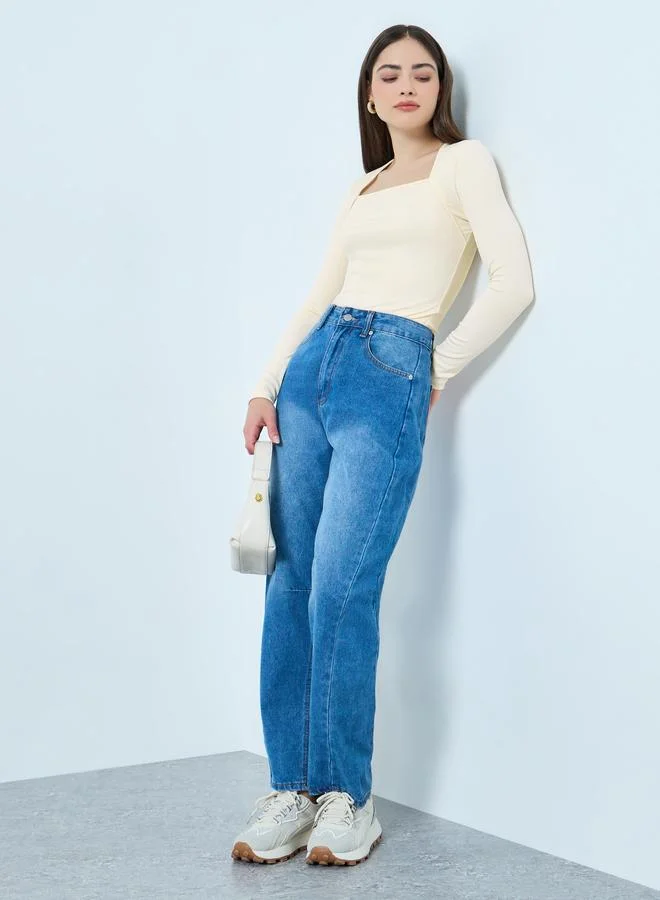 Styli Off White Long Sleeve Knit Top