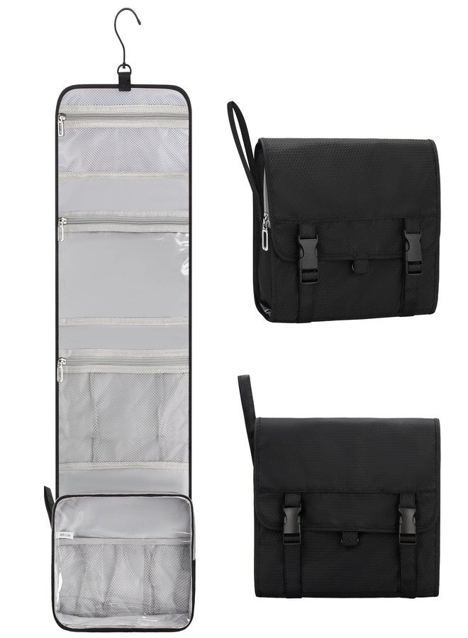 Relavel Travel Hanging Toiletry Bag for Men Women Travel Kit Shaving Bag Waterproof Large Makeup Bag Wash Bag Makeup Organizer Cosmetic Case for Bathroom Shower Black - Image 1