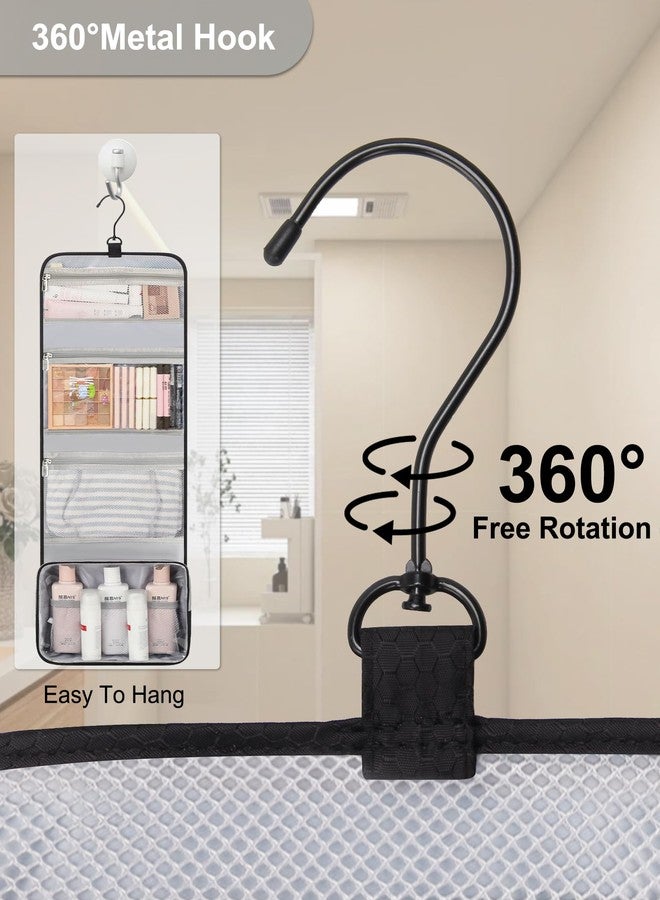 Relavel Travel Hanging Toiletry Bag for Men Women Travel Kit Shaving Bag Waterproof Large Makeup Bag Wash Bag Makeup Organizer Cosmetic Case for Bathroom Shower Black - Image 2