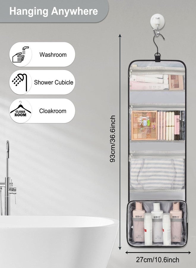 Relavel Travel Hanging Toiletry Bag for Men Women Travel Kit Shaving Bag Waterproof Large Makeup Bag Wash Bag Makeup Organizer Cosmetic Case for Bathroom Shower Black - Image 4