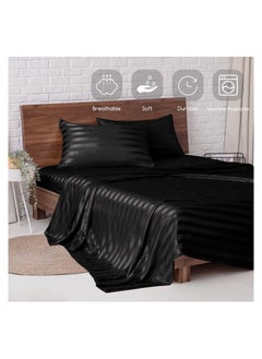 Generic 4 Pcs Satin Bed Sheets Pillowcase Sets, King Size Sheets Set, 200x200 CM  - Image 5