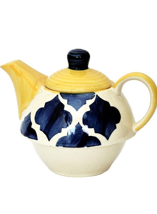 KITTENS Stackable Ceramic Tea Pot & Cup Set - Hand Painted - Blue & Yellow - Microwave & Dishwasher Safe - Food Grade - Gift Set for Tea Lovers - Image 4