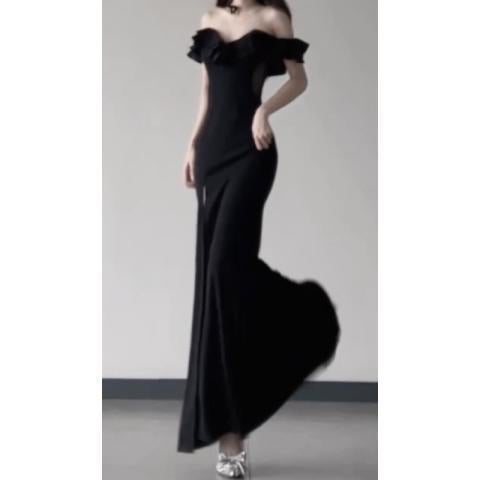 Hepburn Little Black Dress, Elegant Lady, Classy and Exquisite Banquet Evening Dress, Classy Slim Fit Hip-Hugging Tube Top Dress black
