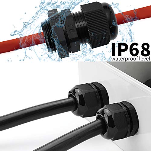 MAKERELE Cord Grip Cable Glands Kit for Electrical Box NPT Waterproof Nylon Strain Relief 1/4” 3/8” 1/2” 3/4” 1” 1-1/4” 50pcs Junction case Connector Black With Gaskets - Image 4
