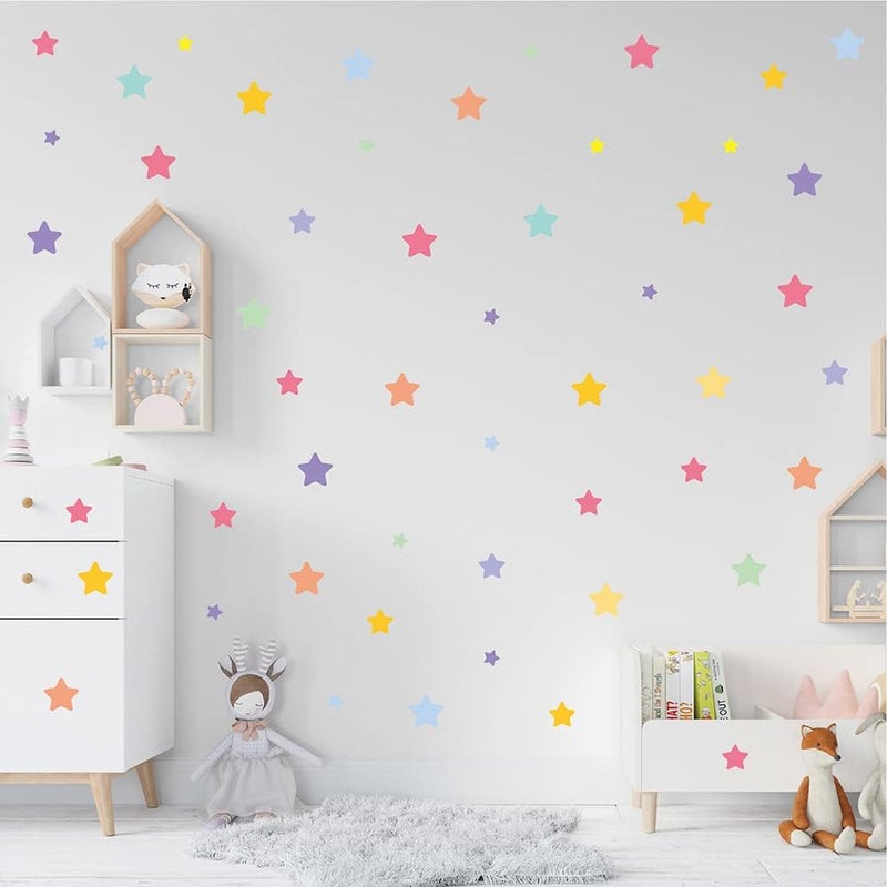 Colorful Star Wall Stickers – Dark Colors, 10 Pieces, Removable, for Bedroom, Kids Room